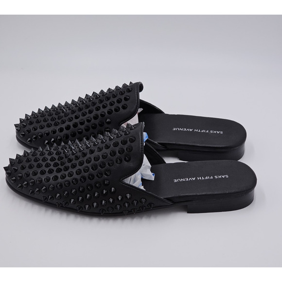 Saks Fifth Ave Rudy Studded Slides Mules Men’s 9.5 M Black NEW main image 6